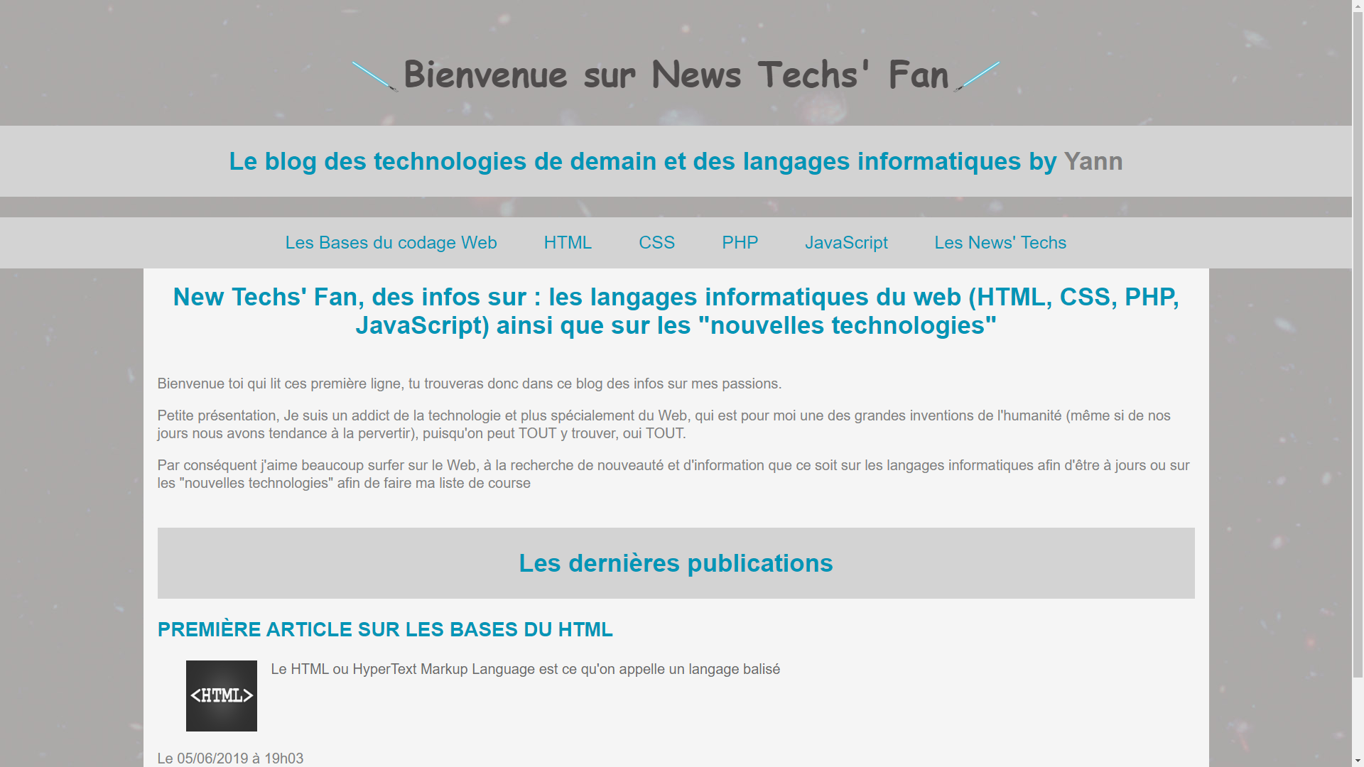 image du blog News Techs' Fan (blog sur les langages informatique et nouvelle techno) créé par Yann Lemaire